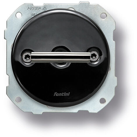 Poussoir rotatif métal nickel noire porcelaine noire DO LOW (1/2)