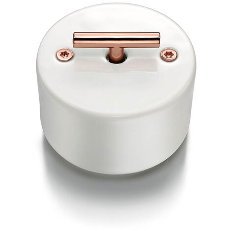 Poussoir rotatif metal cuivre brillant porcelaine blanche DO (1/3)