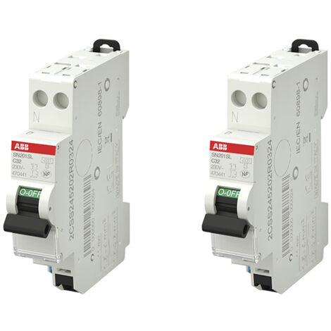 Lot de 2 disjoncteurs automatiques Ph+N raccordement Rapide 32A-4,5Ka - ABB (1/3)