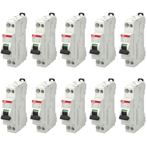 Lot de 10 disjoncteurs Ph+N raccordement Vis 10A-4,5Ka - Courbe C - ABB (1/4)