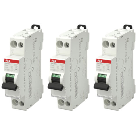ABB – Lot de 3 disjoncteurs unipolaires 16A – Courbe C – Raccordement vis – Pouvoir de coupure 4,5 kA – 1 module pour résidentiel - VIS 16 A (1/3)