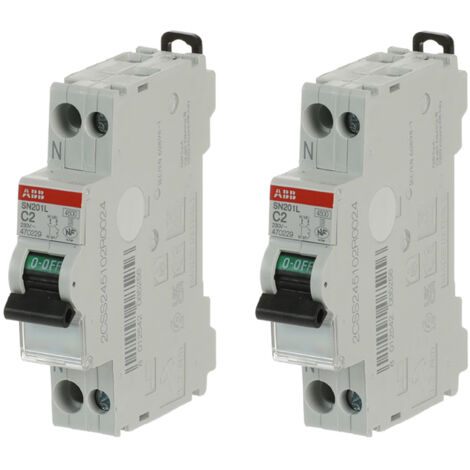 Lot de 2 disjoncteurs Ph+N raccordement Vis 2A-4,5Ka - Courbe C - ABB (1/3)