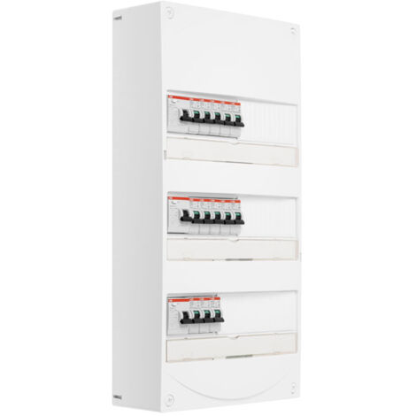 Tableau 3 rangées pré-équipé 2 ID 40A type A + 1 ID 63A + 13 disjoncteurs - ABB (1/2)
