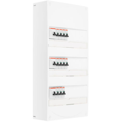 Tableau 3 rangées pré-équipé 3 inter. diff. 40A + 11 disjoncteurs - ABB