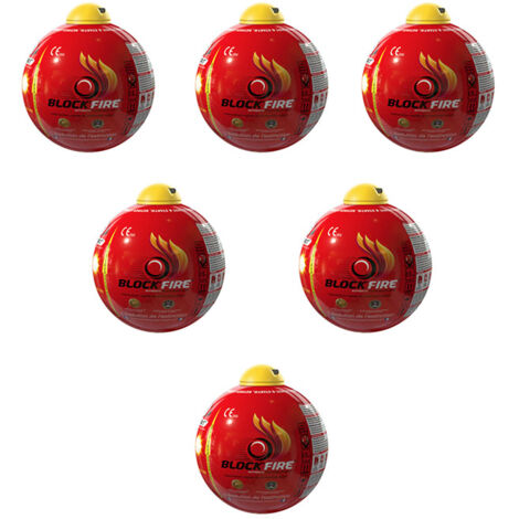Lot de 6 boules extinctrices - Protection incendie - Intérieur extérieur - Sans entretien -  15 cm de diamètre - BLOCK'FIRE