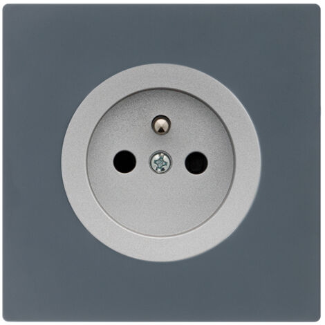 Prise 2P+T ALU glossy DOM + plaque simple blue grey - FONTINI (1/5)