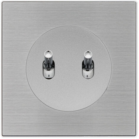 Double bouton poussoir ALU avec manette chrome DOM et plaque simple métallisée gris – Commande élégante et pratique pour un contrôle optimisé - FONTINI (1/5)