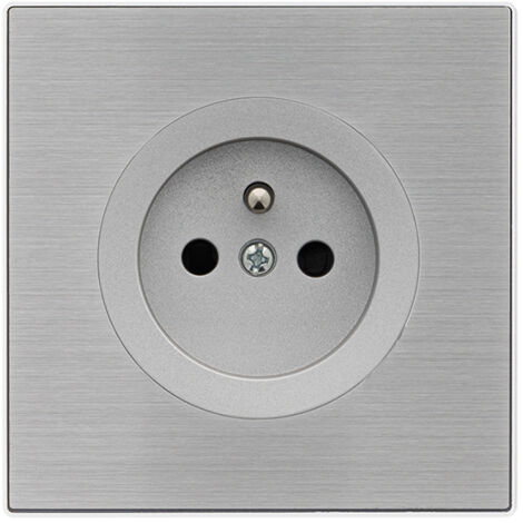 Prise 2P+T ALU GLOSSY DOM avec plaque simple métallisée gris – Élégance et fonctionnalité - FONTINI