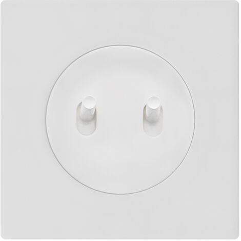 Double bouton poussoir blanc avec manette blanc glossy DOM et plaque simple blanc – Contrôle moderne et esthétique épurée - FONTINI (1/5)
