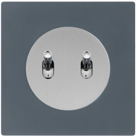 Double va et vient ALU - manette chrome DOM + plaque simple blue grey (1/5)