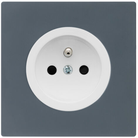 Prise 2P+T blanc glossy DOM + plaque simple blue grey - FONTINI (1/5)