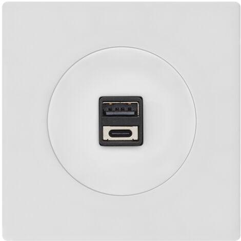 Double prise USB 2,6A A/C blanc glossy DOM avec plaque simple blanc – Charge rapide et design moderne - FONTINI