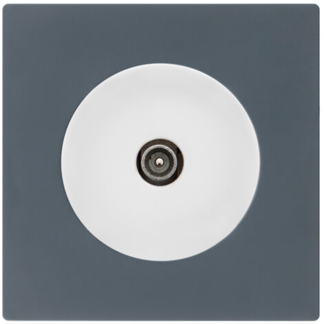 Prise TV/SAT blanc glossy DOM + plaque simple blue grey - FONTINI