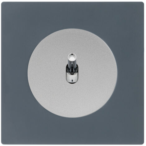 Bouton poussoir ALU - manette chrome DOM + plaque simple blue grey - FONTINI (1/5)