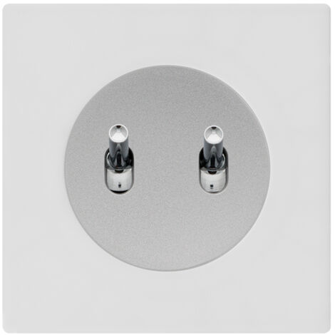 Double bouton poussoir ALU - manette chrome DOM + plaque simple blanc - FONTINI (1/5)