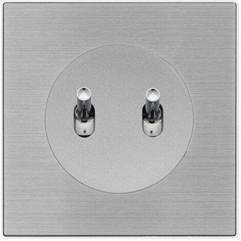 Fontini – Interrupteur va-et-vient ALU avec manette chrome – Plaque simple métallisée gris – Installation encastrée – Indice de protection IP20