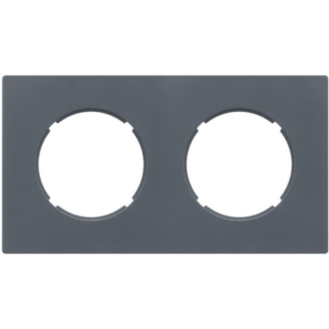 2 prises 2P+T ALU glossy DOM + plaque double blue grey - FONTINI