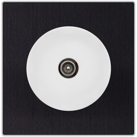 Prise TV/SAT blanc glossy DOM + plaque simple métallisé anthracite - FONTINI (1/5)