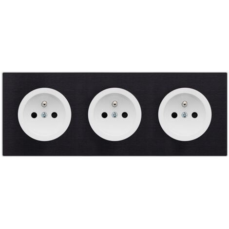 3 prises 2P+T blanc glossy DOM + plaque triple métallisé anthracite - FONTINI (1/5)