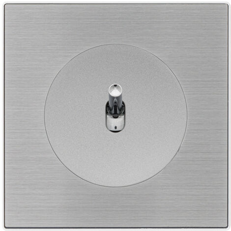 Va-et-vient ALU encastré 10AX 250V avec manette chrome – Plaque simple métallisée gris – Installation facile par bornes automatiques – Fontini