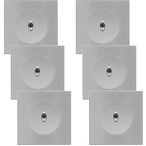 6 va-et-vient ALU GLOSSY DOM avec 6 plaques simples métallisées gris – Une solution élégante et performante pour un contrôle d'éclairage optimal - FONTINI