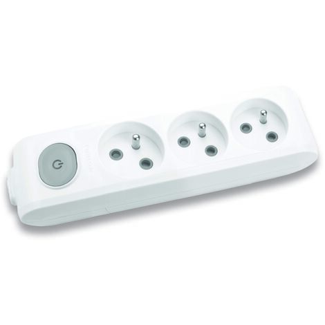 Multiprise triplite façade 3 x 16a + interrupteur gris et blanc