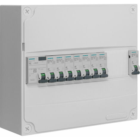  SIEMENS - Tableau 1 rangée pré-équipé monophasé 1 inter. diff. 40A type AC + 8 disjoncteurs 