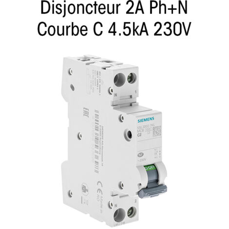 Disjoncteur 2A Ph+N courbe C 4.5kA 230V - SIEMENS