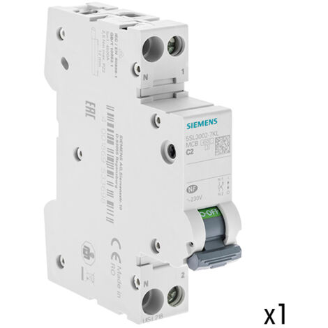 Disjoncteur 2A Ph+N courbe C 4.5kA 230V - SIEMENS