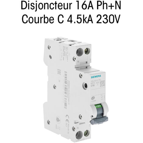 Disjoncteur 16A Ph+N courbe C 4.5kA 230V - SIEMENS