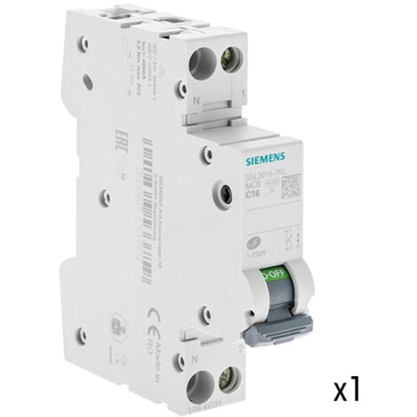 Disjoncteur 16A Ph+N courbe C 4.5kA 230V - SIEMENS