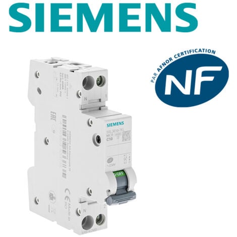 Disjoncteur 10A Ph+N courbe C 4.5kA 230V - SIEMENS