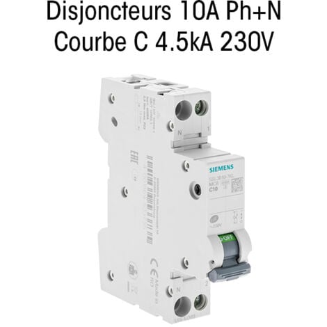 Disjoncteur 10A Ph+N courbe C 4.5kA 230V - SIEMENS