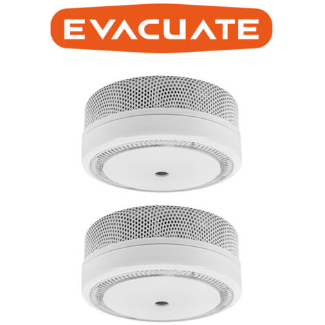 Lot de 2 détecteurs de fumée NF autonomie 10 ans - EVACUATE