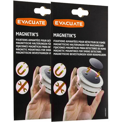 Lot de 2 fixations aimantées pour détecteur de fumée - EVACUATE