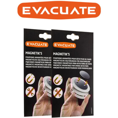 Lot de 2 fixations aimantées pour détecteur de fumée - EVACUATE