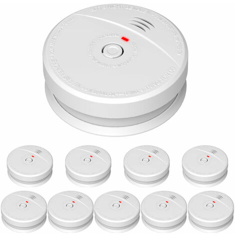 Lot de 10 détecteurs de fumée NF autonomie 5 ans – Capteur optique – Installation plafond – Zone de détection 40 m² – Evacuate