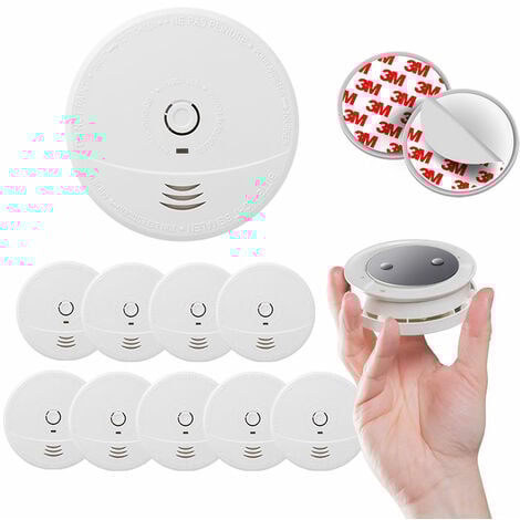 Lot de 10 détecteurs de fumée NF avec supports aimantés de fixation - EVACUATE
