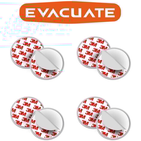 Lot de 4 fixations aimantées pour détecteur de fumée - EVACUATE