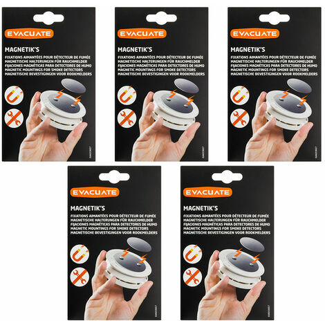 Lot de 5 fixations aimantées pour détecteur de fumée - EVACUATE