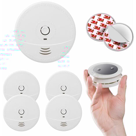 Lot de 5 détecteurs de fumée NF avec supports aimantés de fixation - EVACUATE