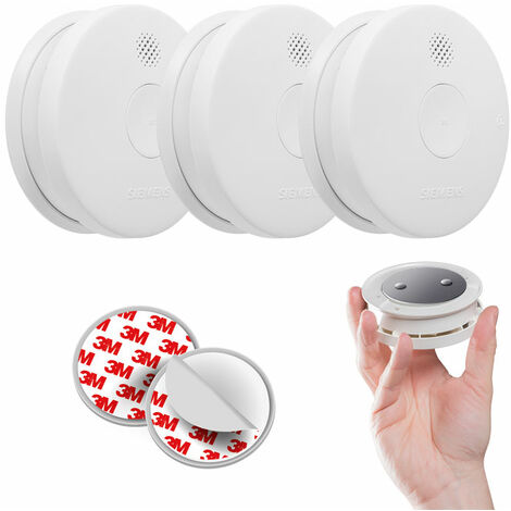 Siemens – Lot de 3 détecteurs de fumée NF – Autonomie 5 ans – Alarme 85 dB – Fixation Magnetik's avec supports aimantés - 5TC1292-6 (1/4)