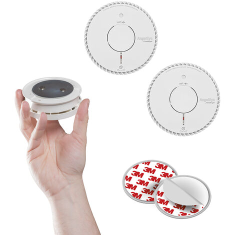 Angeleye – Lot de 2 détecteurs de fumée NF avec pile lithium 10 ans – Capteur optique – Supports aimantés Magnetik inclus – Alerte incendie fiable (1/2)