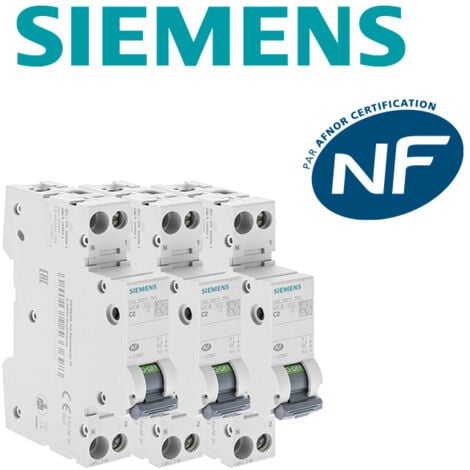 Lot de 3 Disjoncteurs électriques phase + neutre 2A - SIEMENS
