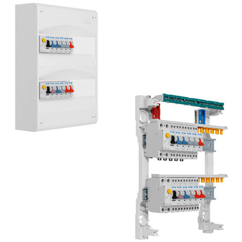 Tableau 2 rangées pré-équipé 2 inter. diff. 63A + 10 disjoncteurs - EATON