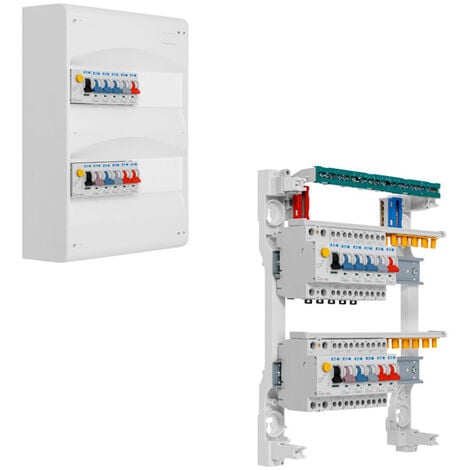 Tableau 2 rangées pré-équipé 2 inter. diff. 63A + 10 disjoncteurs - EATON