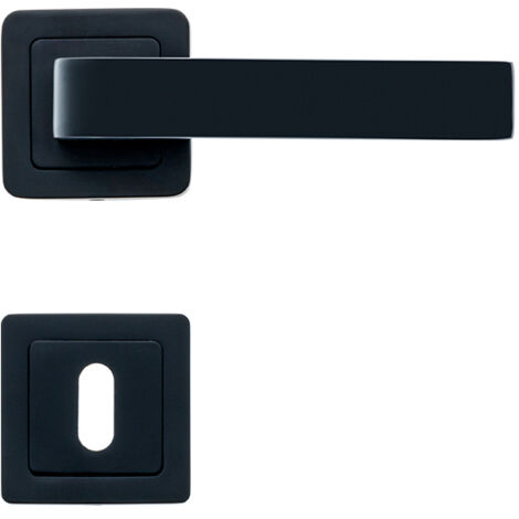 Lot de 2 poignées CANELA noir mat + 2 rosaces clé noir mat - AYR (1/4)