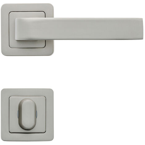 Lot de 2 poignées de porte CANELA nickel mat – 2 rosaces condamnation – Zamak ultra résistant – Design moderne pour portes intérieures – AYR (1/5)