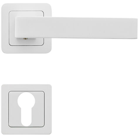 Lot de 2 poignées CANELA blanc mat+ 2 rosaces cylindre  blanc mat - AYR (1/4)