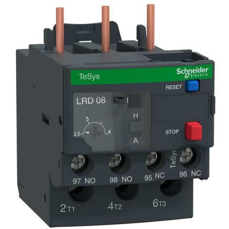 Schneider – Relais thermique 2.5-4A – Disjoncteur moteur triphasé – Protection contre surchauffe – Indice de protection IP20